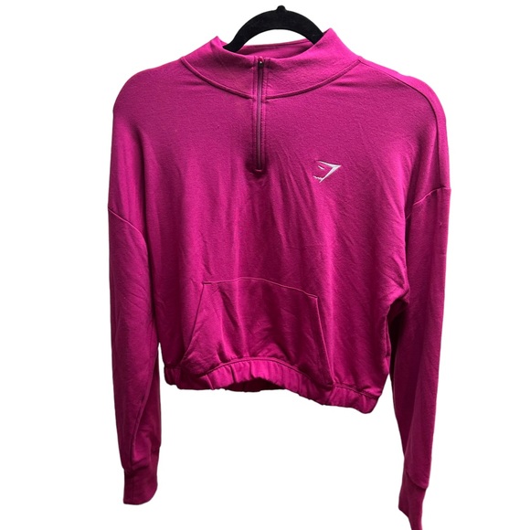GYMSHARK | Size Large Crop Sweatshirt / QuarterZip | Pink | Excellent Condition! - Picture 3 of 5